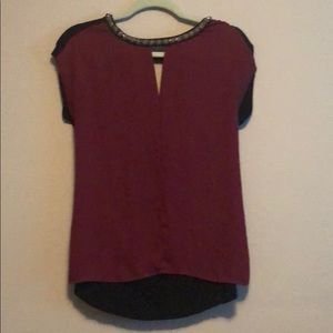 Magenta jewel toned blouse with beaded detail